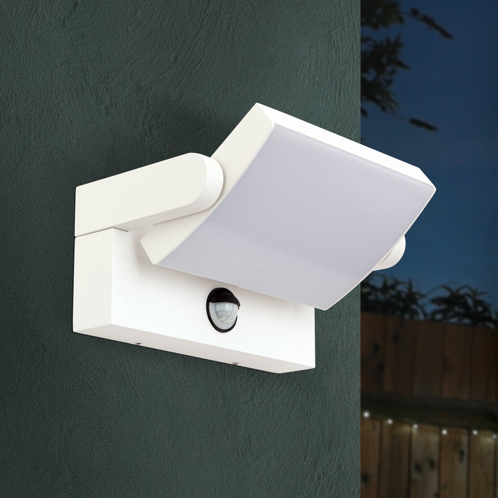 LED utevegglampe Ginger med bevegelsessensor hvit IP54 bakside