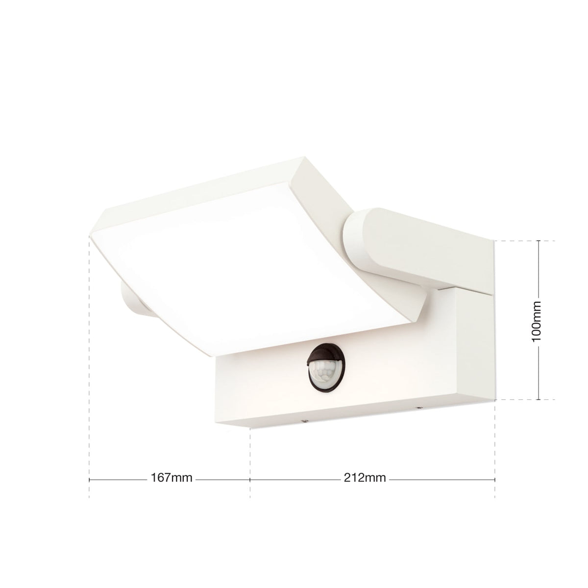 LED utevegglampe Ginger med bevegelsessensor hvit IP54 montert utendørs