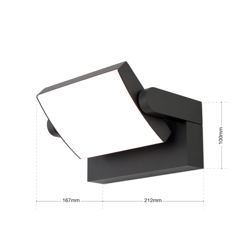 LED utevegglampe Ginger svingbar CCT antrasitt IP54 montert utendørs