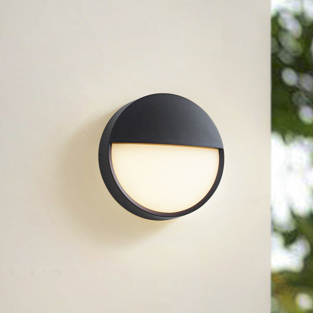 LED utevegglampe Gravo rund svart forside