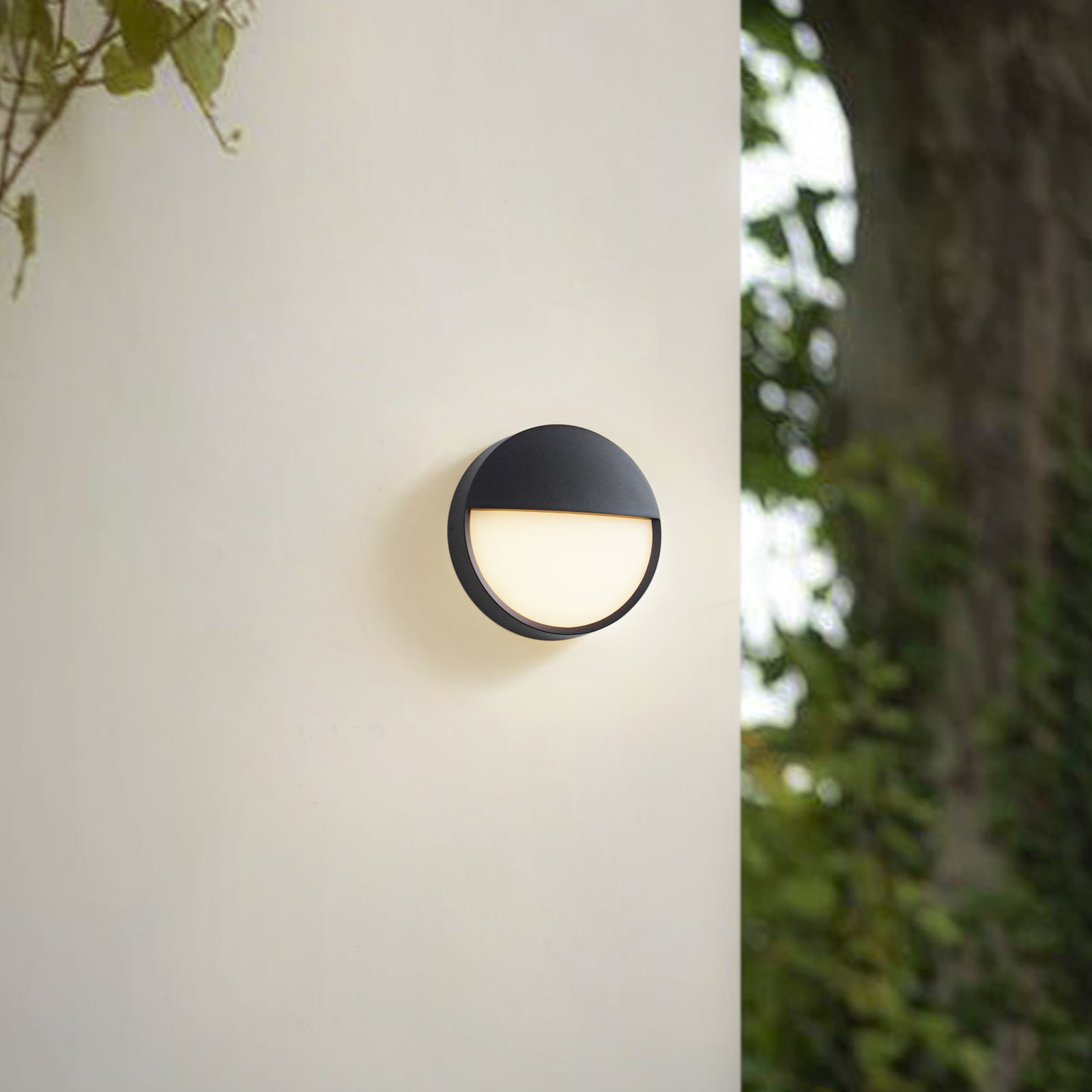LED utevegglampe Gravo rund svart bakside