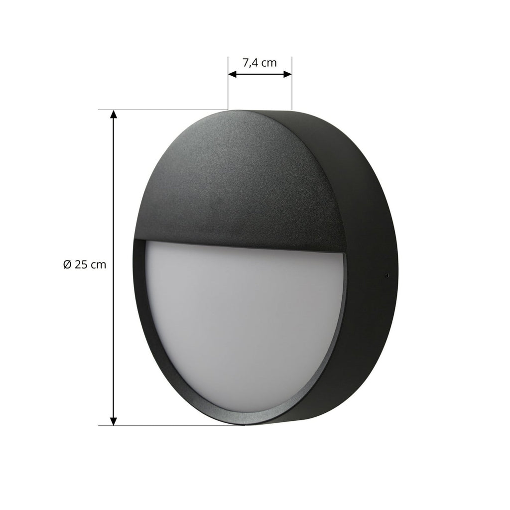 LED utevegglampe Gravo rund svart detalj