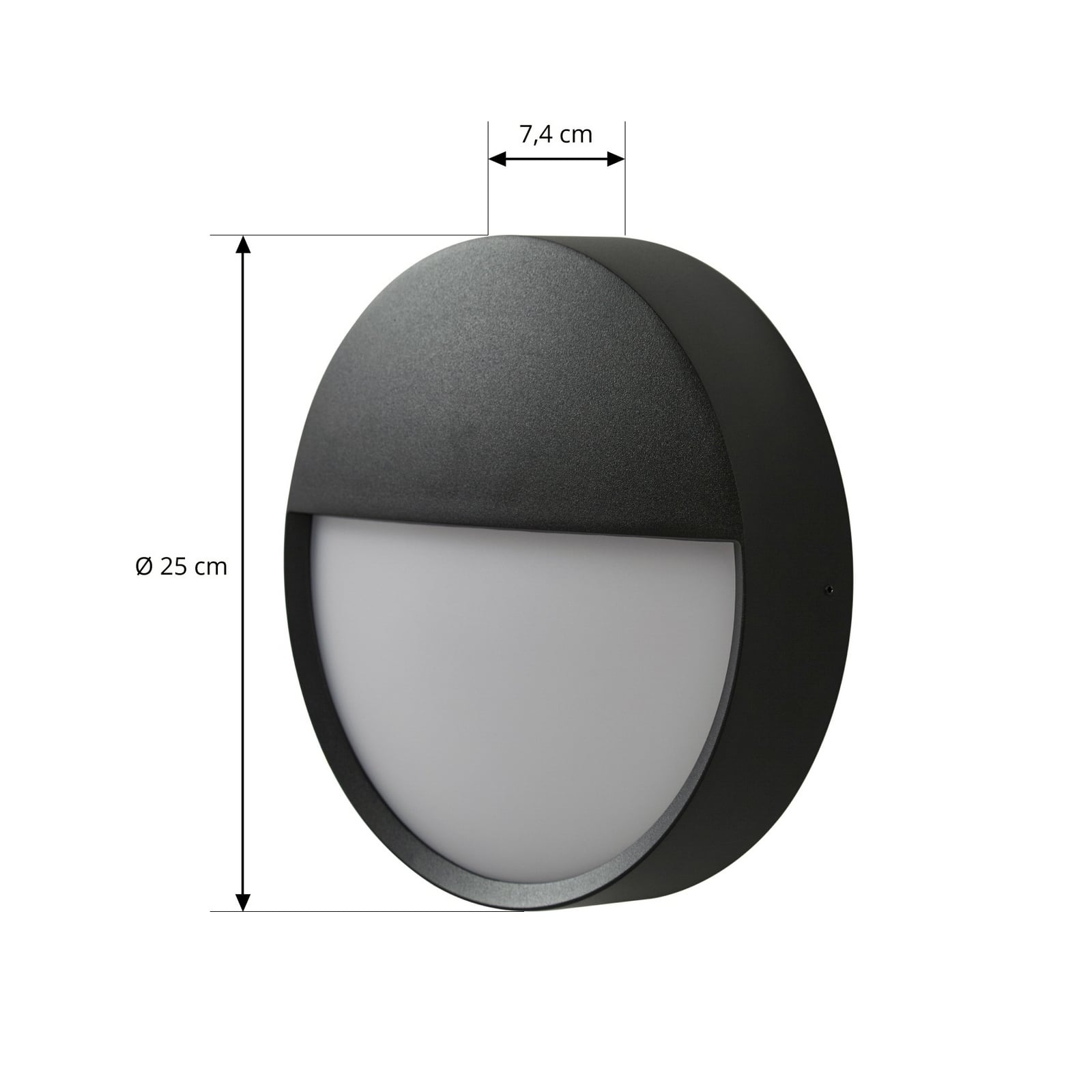 LED utevegglampe Gravo rund svart detalj