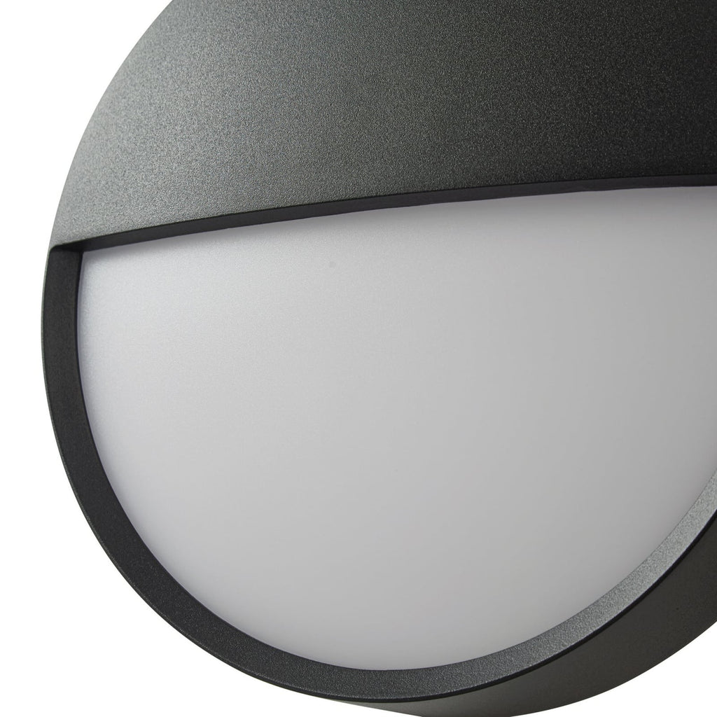 LED utevegglampe Gravo rund svart side