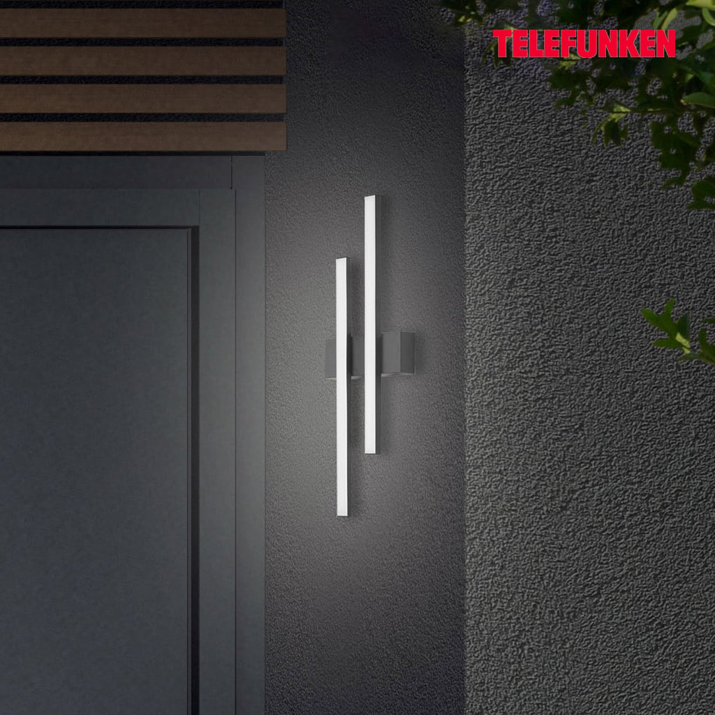 LED utevegglampe Graz 2-lys svart foran