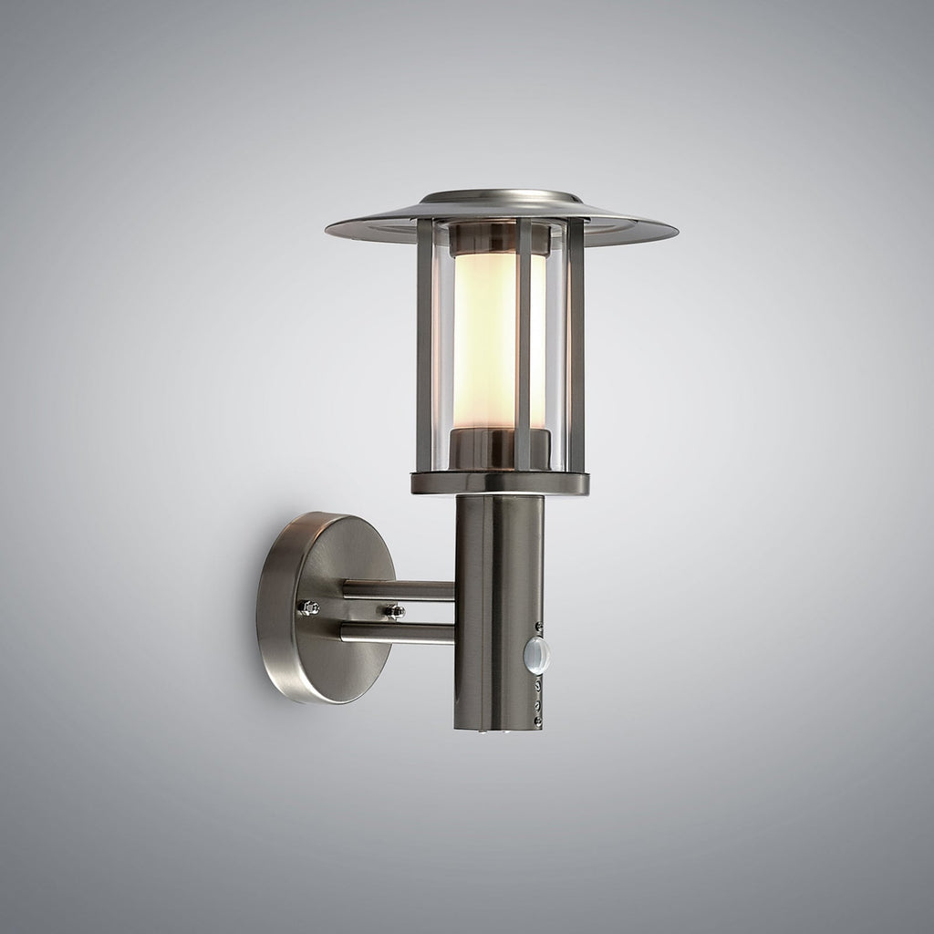LED utevegglampe Gregory rustfritt stål med sensor IP44 monteringsdetalj