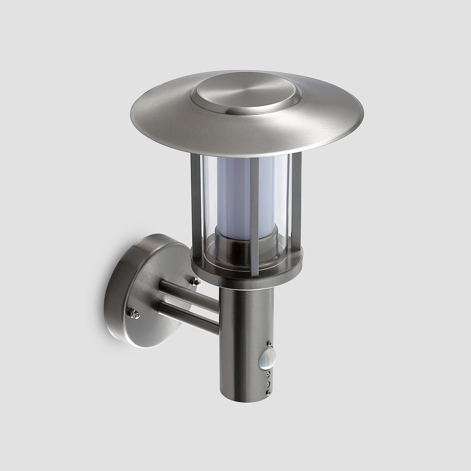 LED utevegglampe Gregory rustfritt stål med sensor IP44 lys på vegg