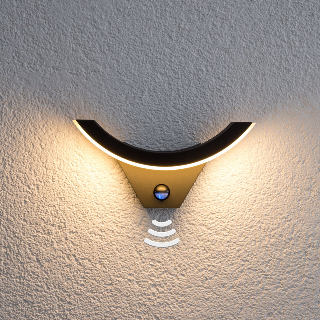 LED utevegglampe Half med bevegelsessensor antrasitt detalj