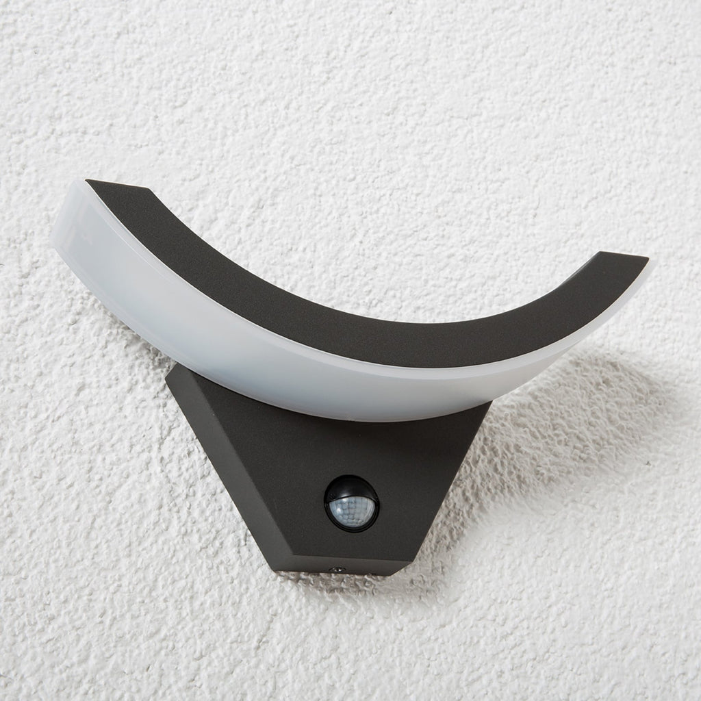 LED utevegglampe Half med bevegelsessensor antrasitt med sensor