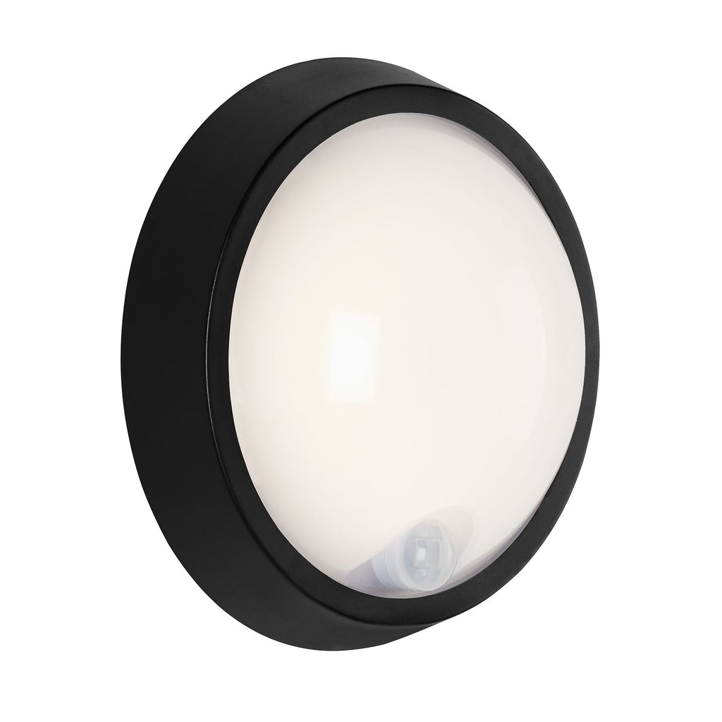 LED utevegglampe Helsinki med bevegelsessensor svart IP44 forside