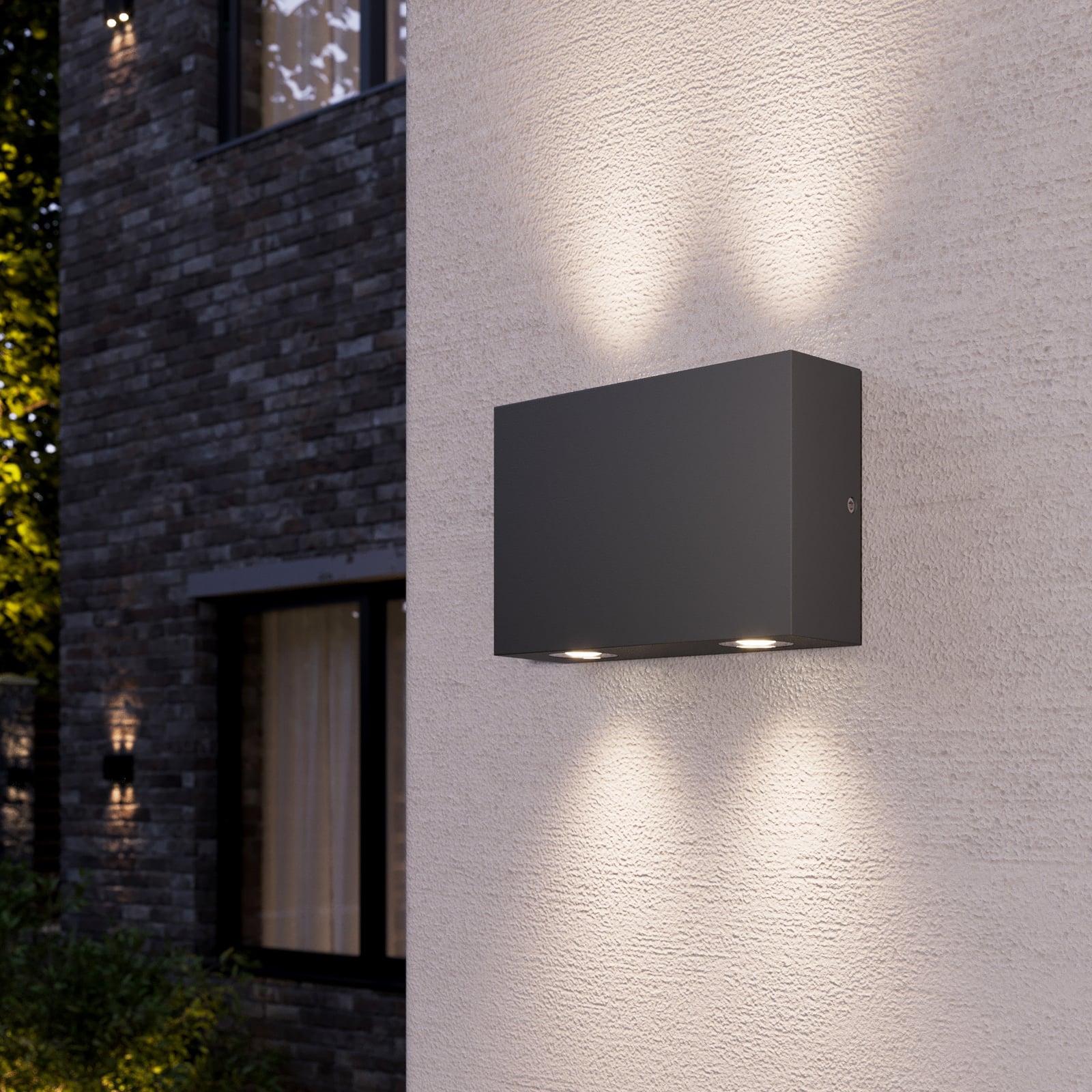 LED utevegglampe Henor firkantet grafitt bakside
