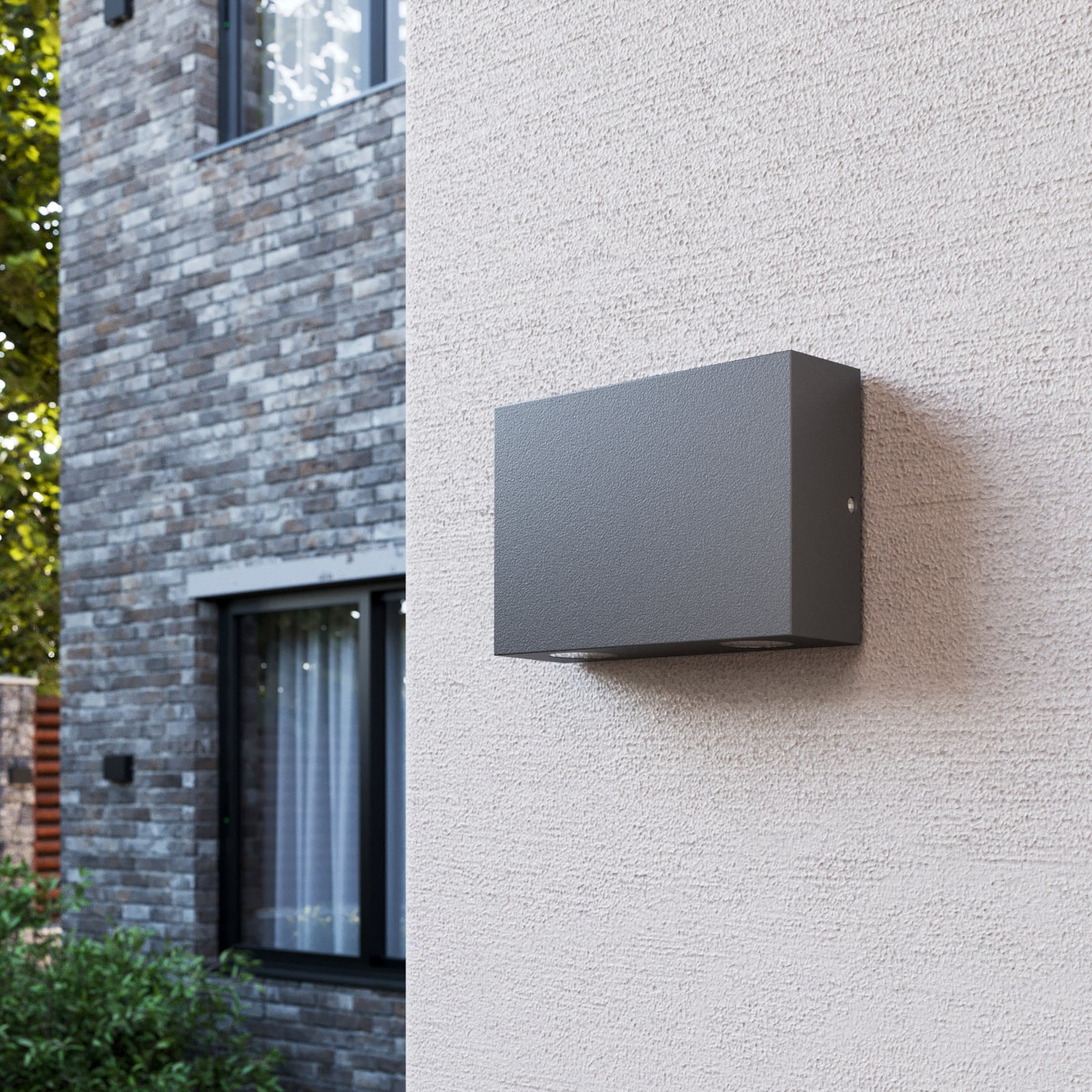 LED utevegglampe Henor firkantet grafitt detalj av LED-lys