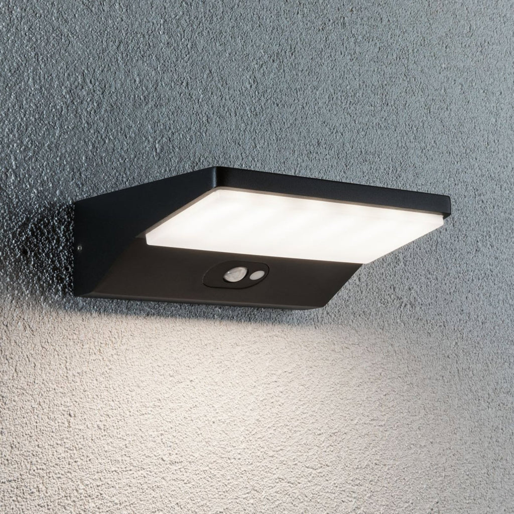 LED utevegglampe House med bevegelsessensor mørkegrå IP44 forfra