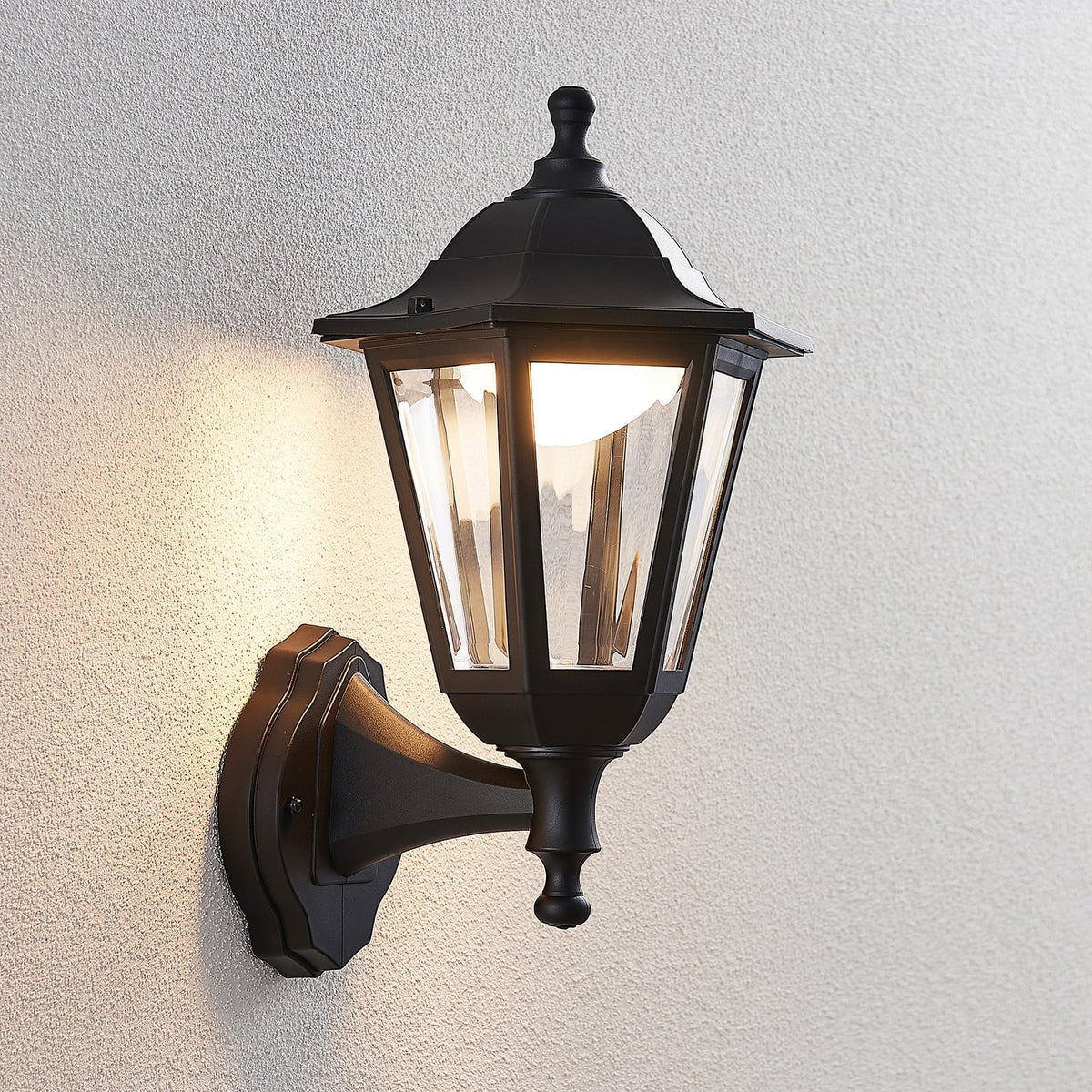 LED utevegglampe Iavo lanterneform svart bakside