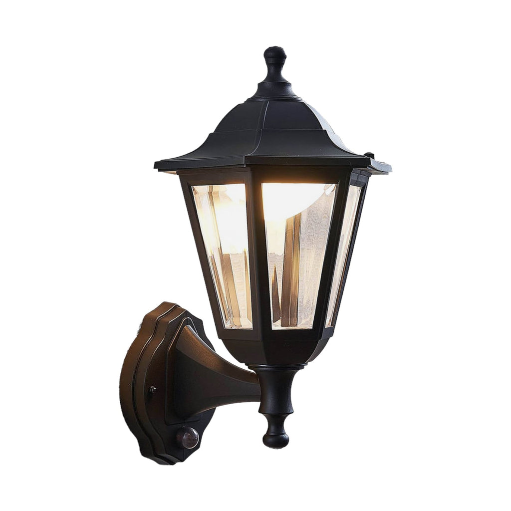 LED utevegglampe Iavo med bevegelsessensor svart detalj