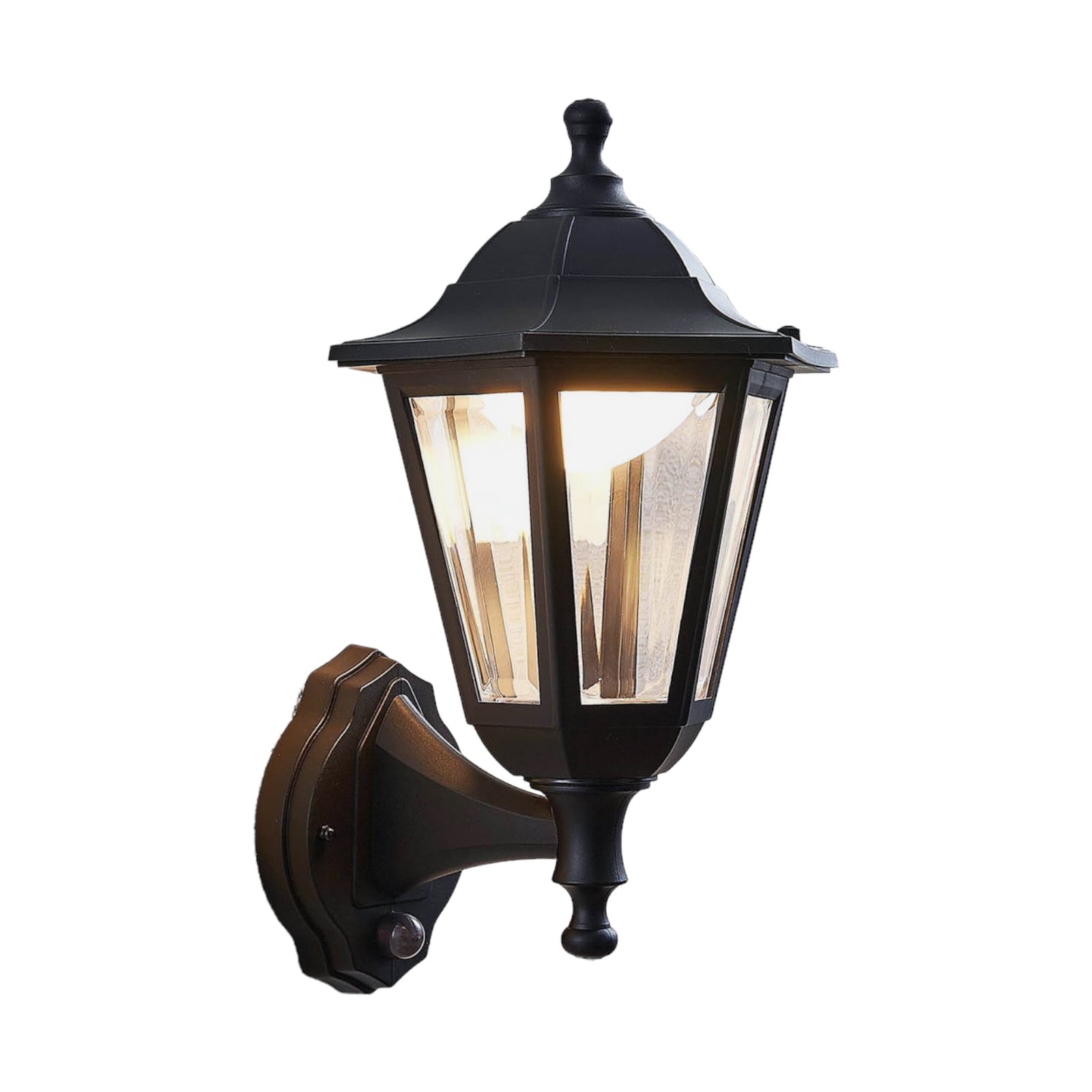 LED utevegglampe Iavo med bevegelsessensor svart detalj