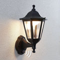 LED utevegglampe Iavo med bevegelsessensor svart front