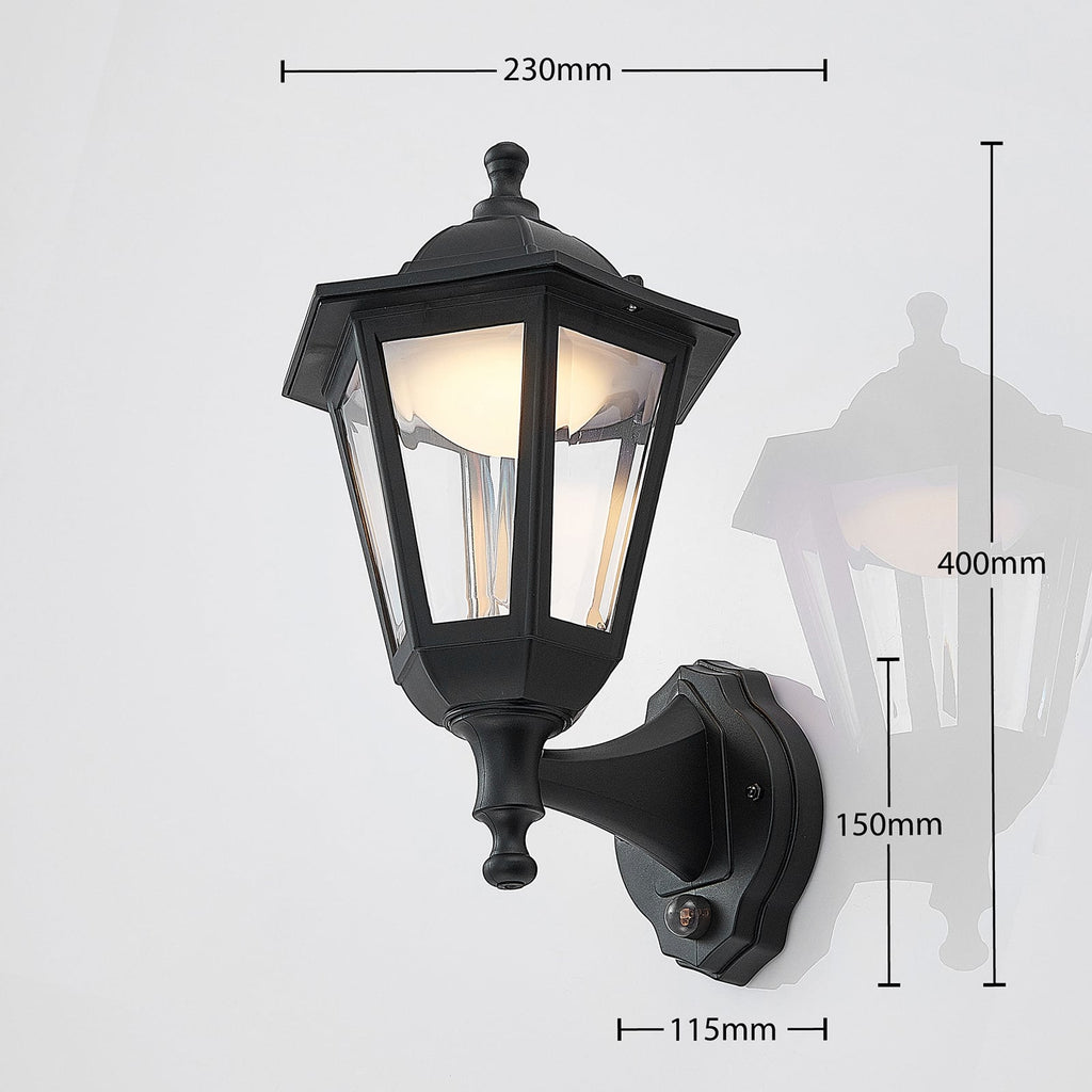 LED utevegglampe Iavo med bevegelsessensor svart nærbilde