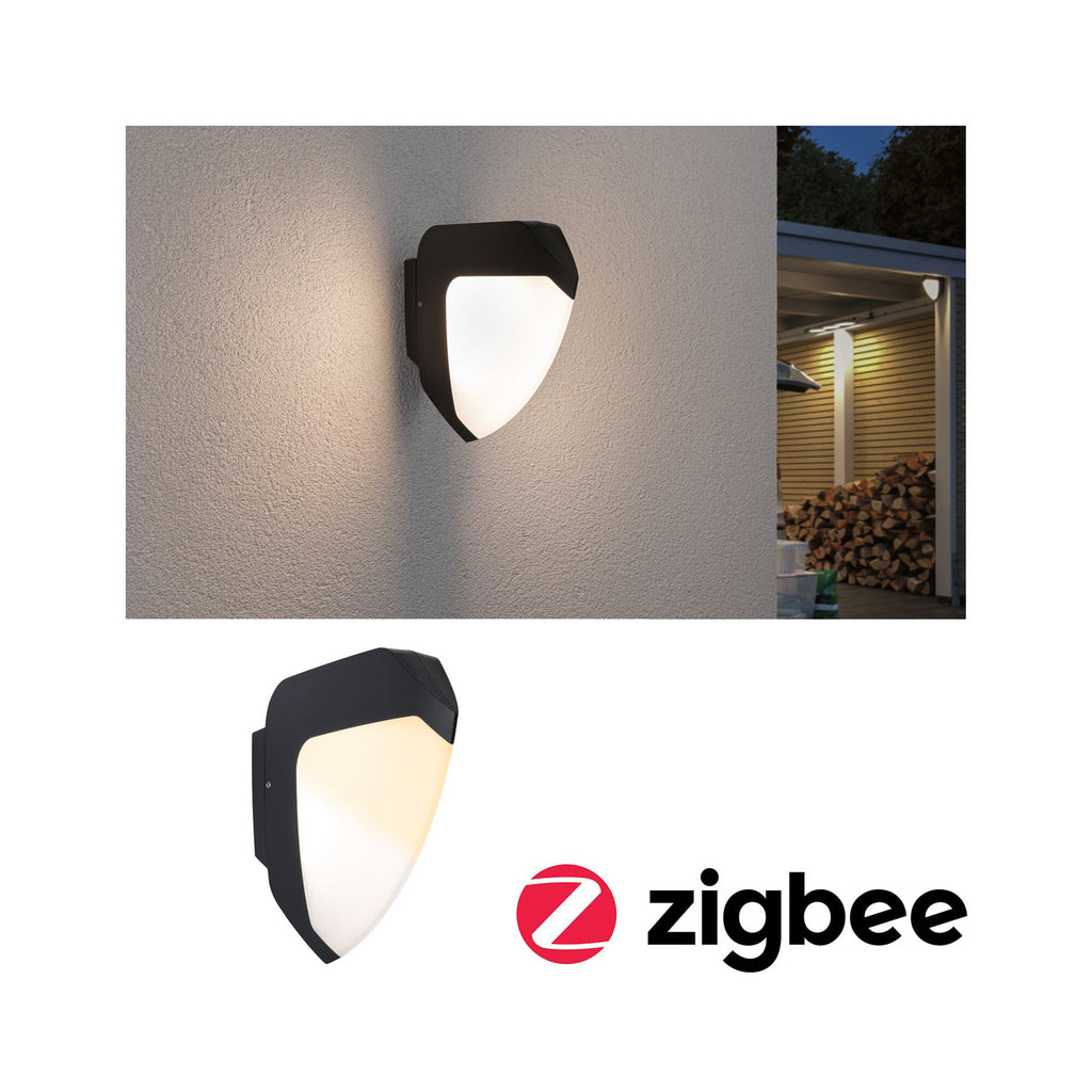 LED utevegglampe Ikosea Zigbee med bevegelsessensor IP44 forside