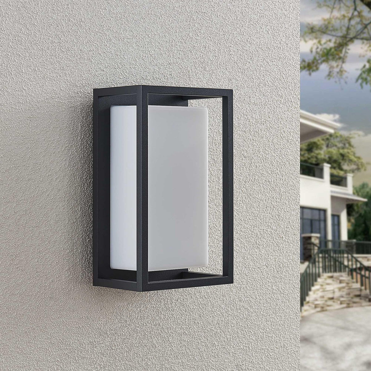 LED utevegglampe Ilirian antrasitt aluminium bakside