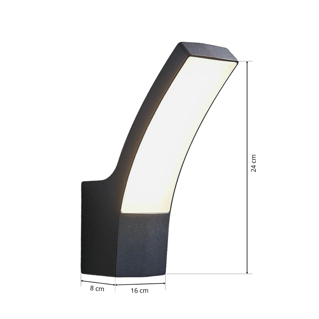 Lysstyrke fra LED utevegglampe Ilvita buet antrasitt IP54