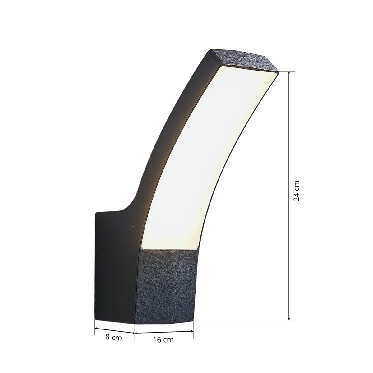 Lysstyrke fra LED utevegglampe Ilvita buet antrasitt IP54
