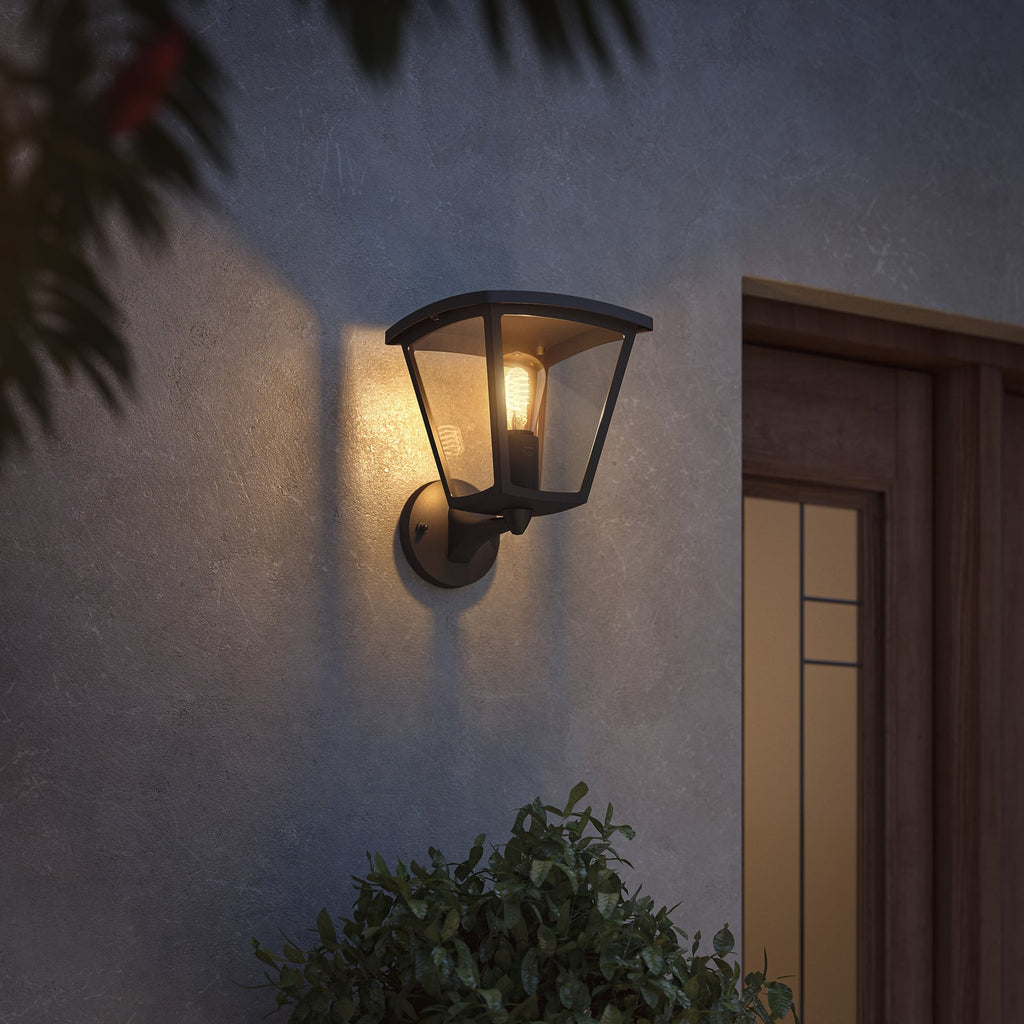 LED utevegglampe Inara lanterne svart E27 IP44 Philips Hue bakside