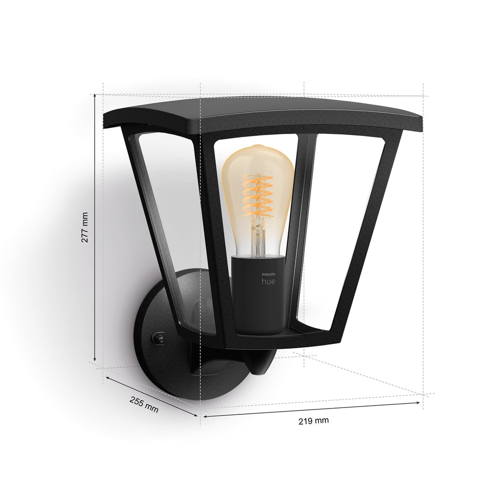 LED utevegglampe Inara lanterne svart E27 IP44 Philips Hue detalj av lampe