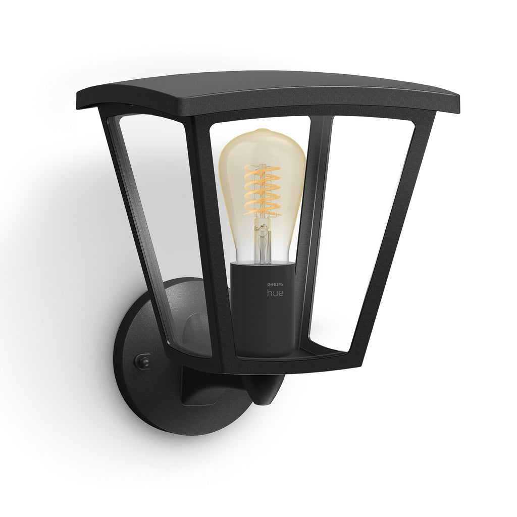 LED utevegglampe Inara lanterne svart E27 IP44 Philips Hue montert ute