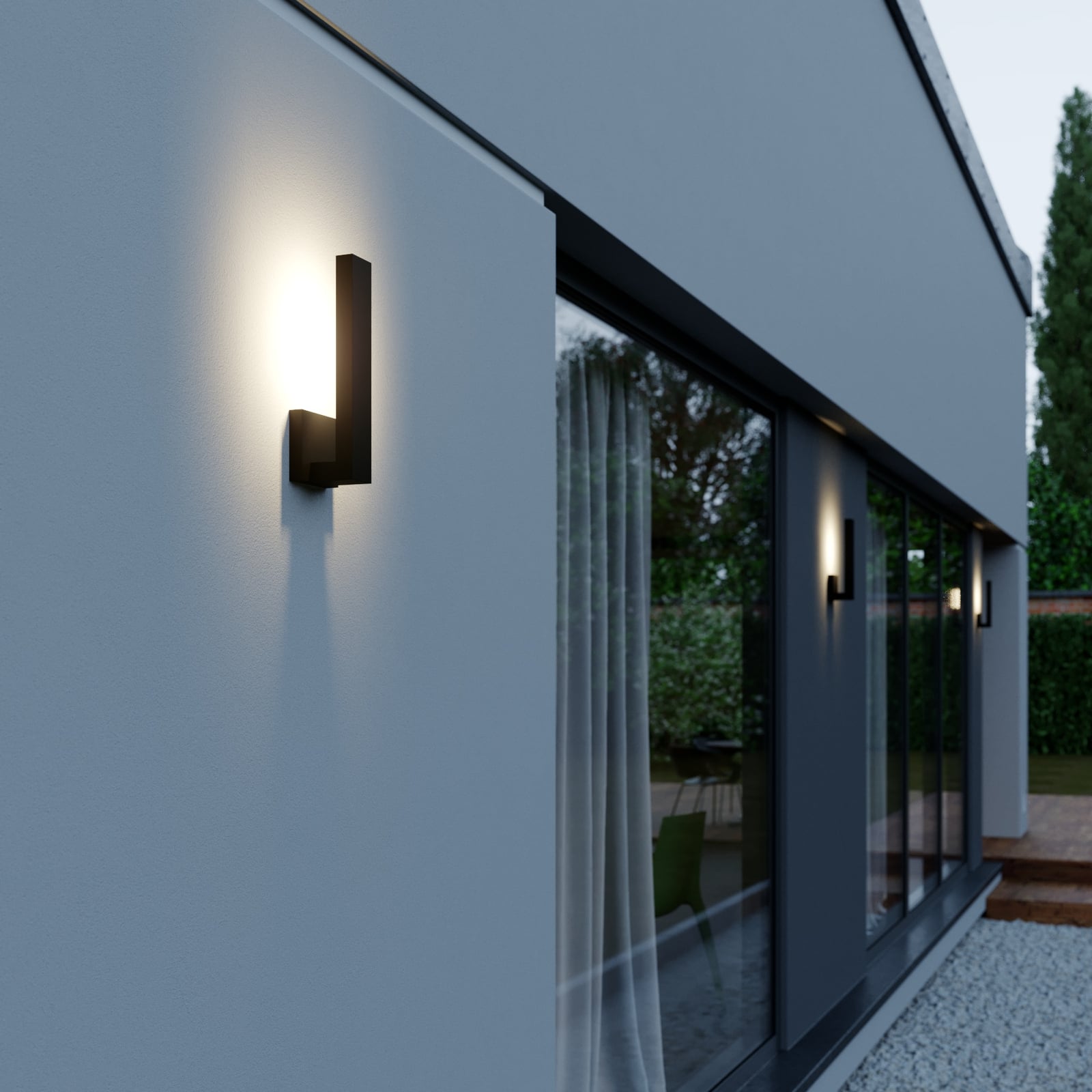 LED utevegglampe Isadore svart indirekte lys bakside