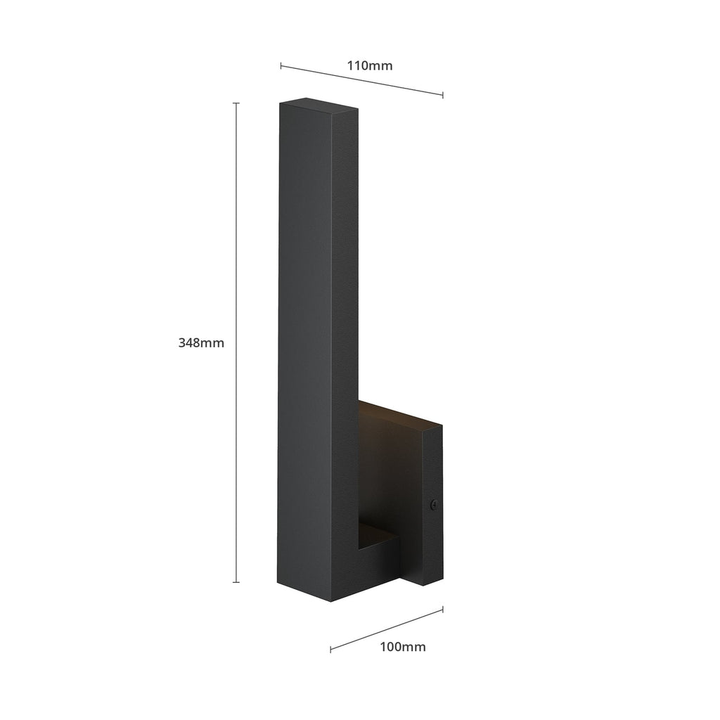 LED utevegglampe Isadore svart indirekte lys og frostet glass