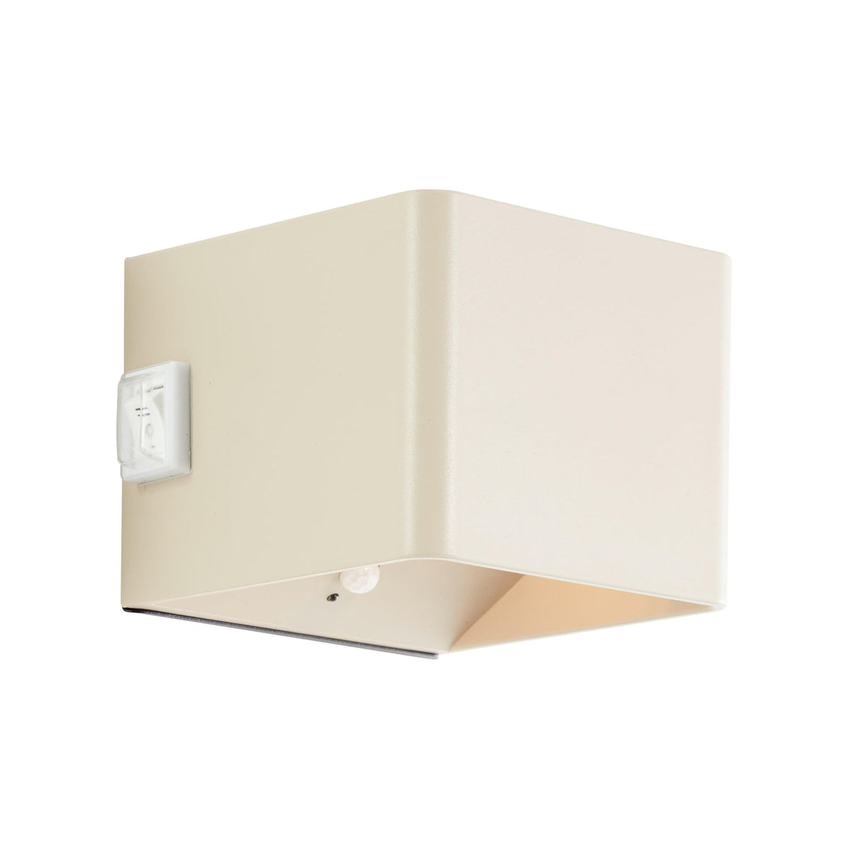 LED utevegglampe Iseo oppladbar med bevegelsessensor beige forfra