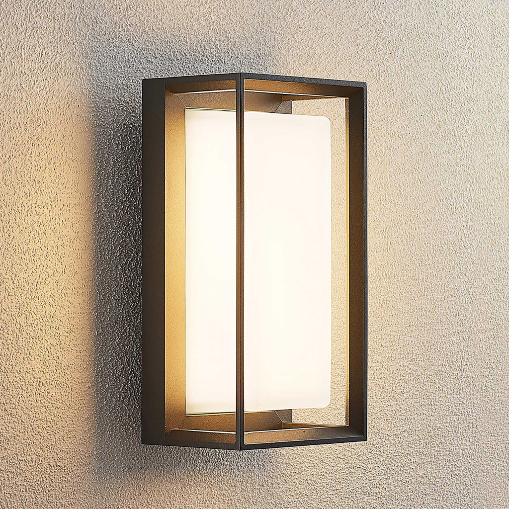 LED utevegglampe Ismera antrasitt opalglass IP65 front