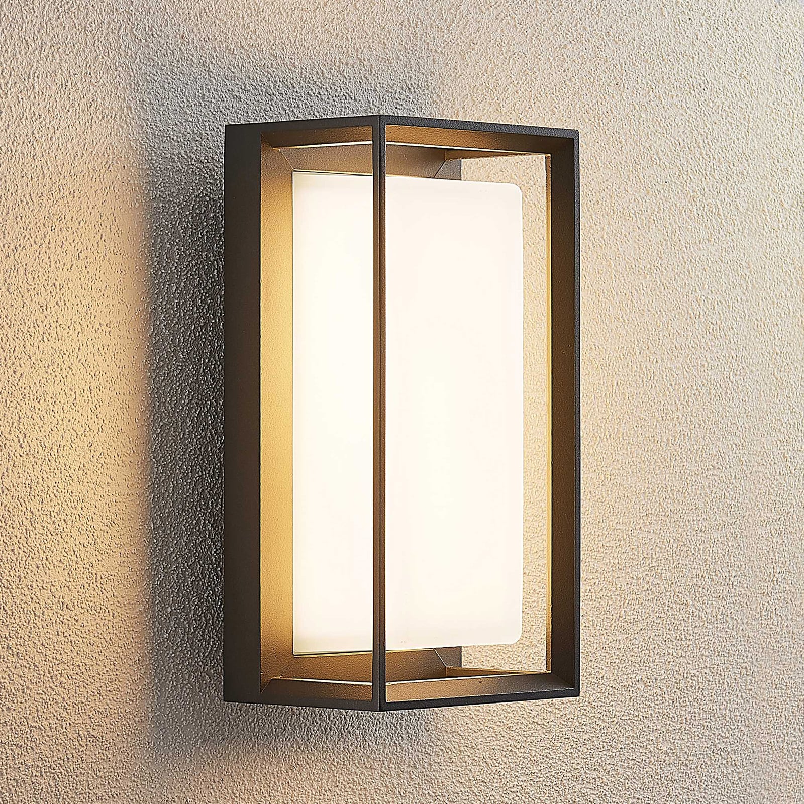 LED utevegglampe Ismera antrasitt opalglass IP65 front