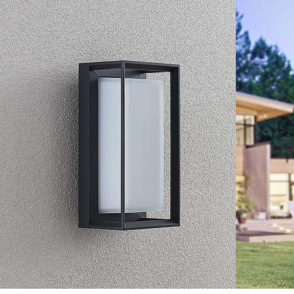 LED utevegglampe Ismera antrasitt opalglass IP65 nærbilde av ramme
