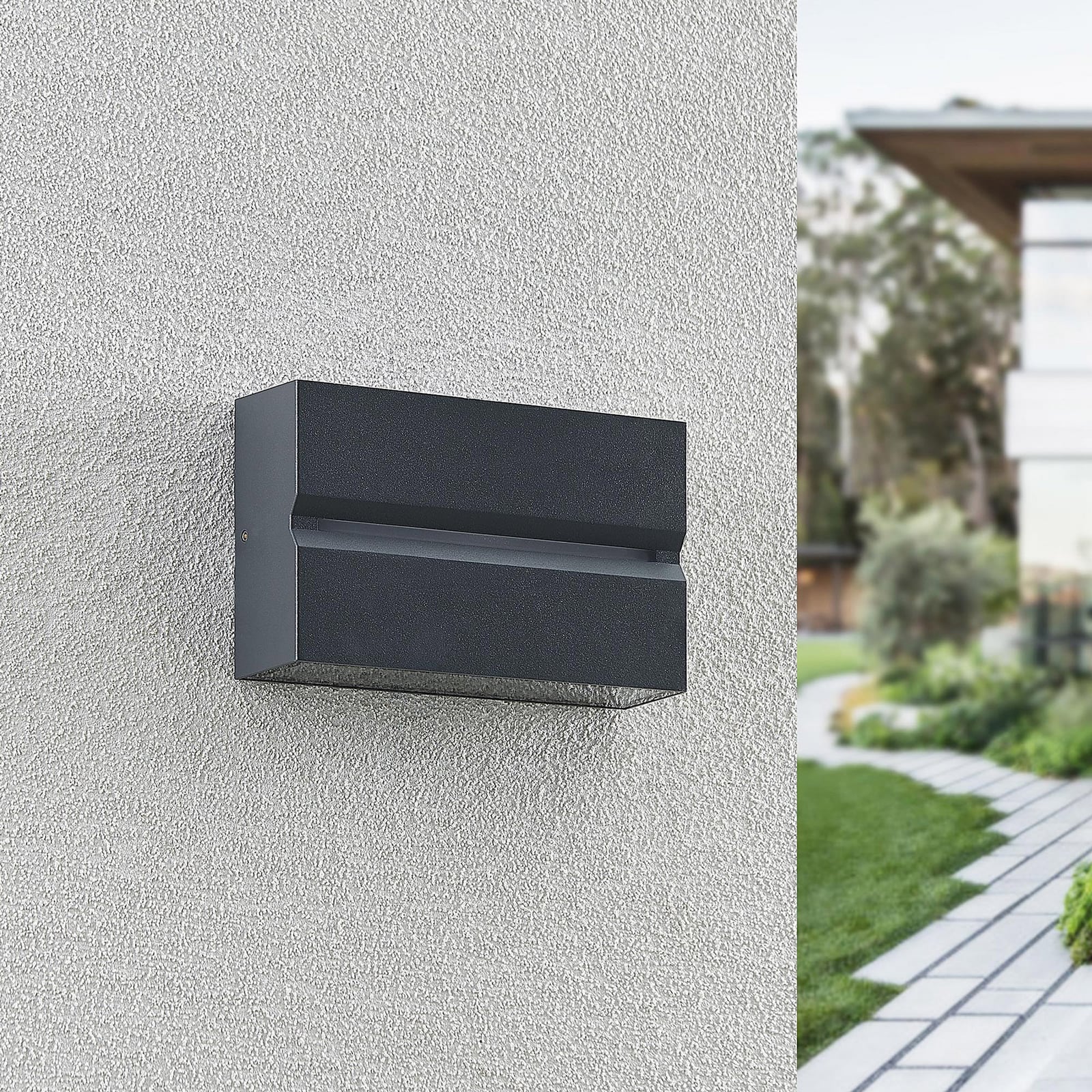 LED utevegglampe Itarion opp og ned glass klar IP54 bakside