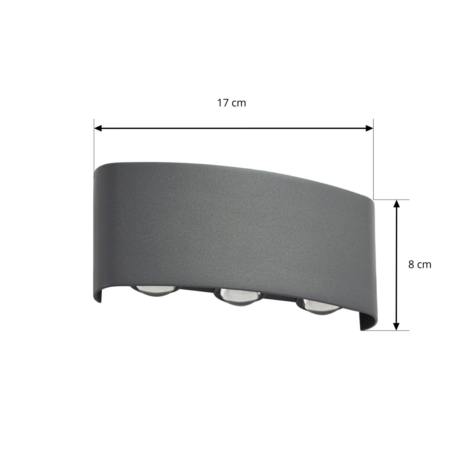 LED utevegglampe Ithan 3-lys antrasitt IP54 detalj