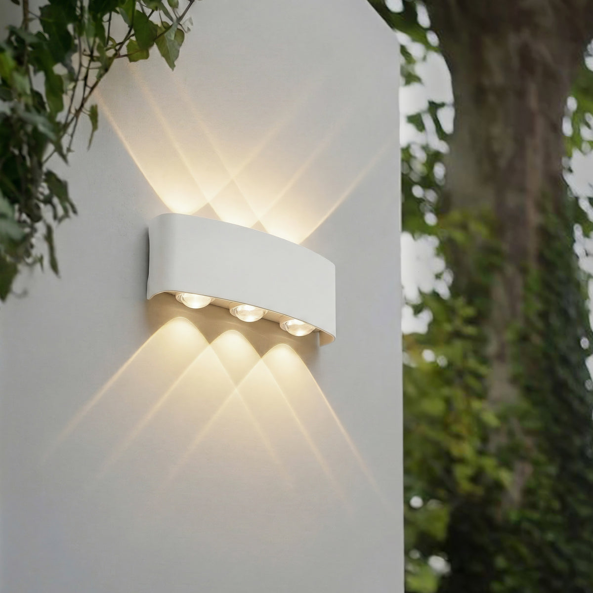 LED utevegglampe Ithan 3-lys hvit aluminium bakside
