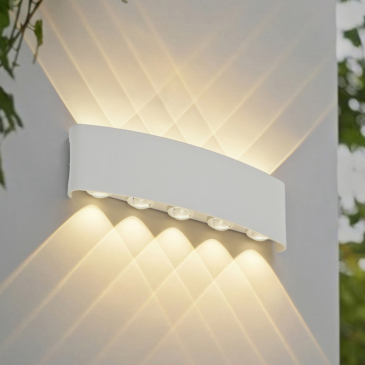 LED utevegglampe Ithan 5-lys hvit aluminium 27 cm forfra