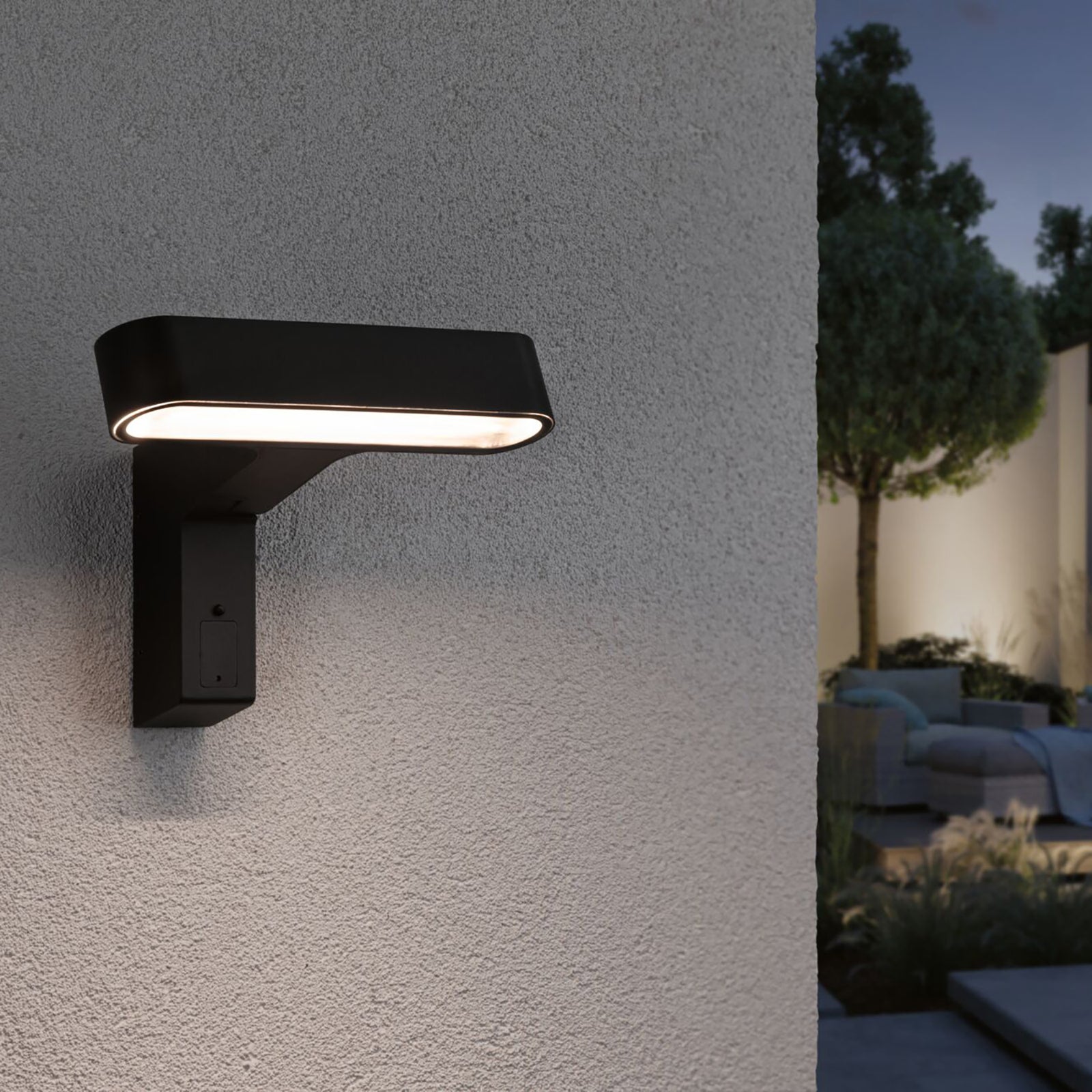 LED utevegglampe Ito med bevegelsessensor antrasitt Paulmann detalj