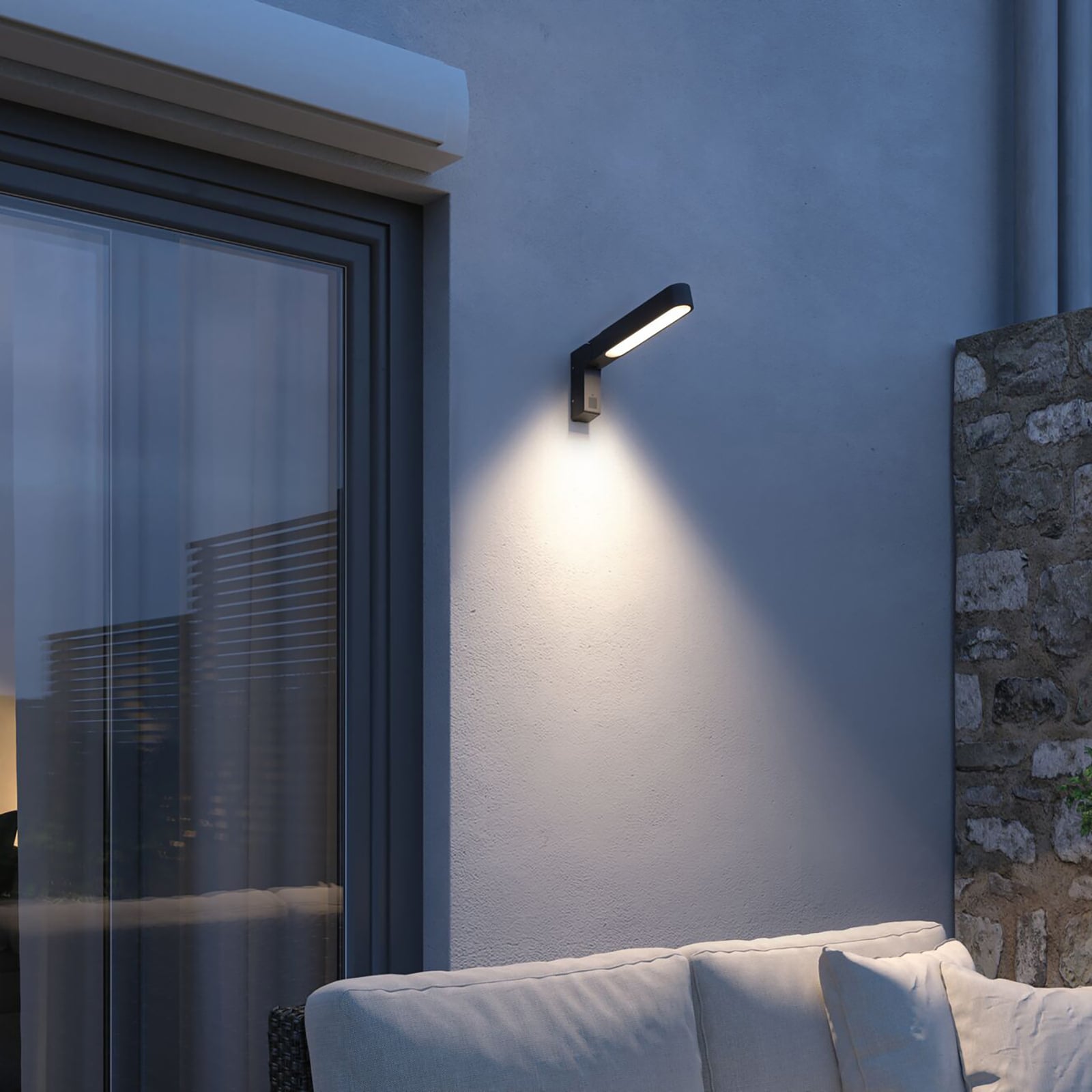 LED utevegglampe Ito vertikal med bevegelsessensor visning av vinkeljustering