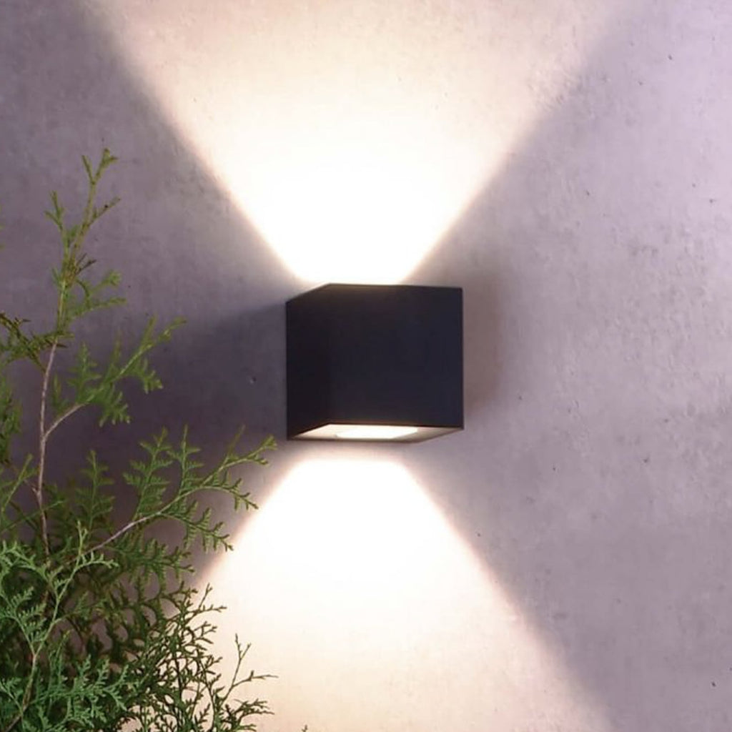 LED utevegglampe Jabbah opp og ned mørkegrå side
