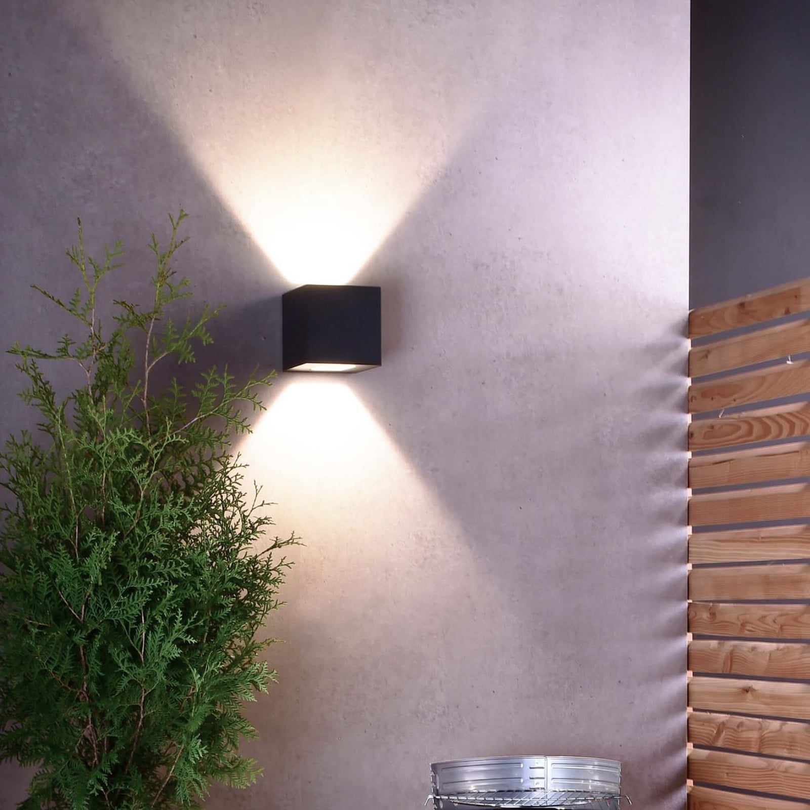 LED utevegglampe Jabbah opp og ned mørkegrå lys