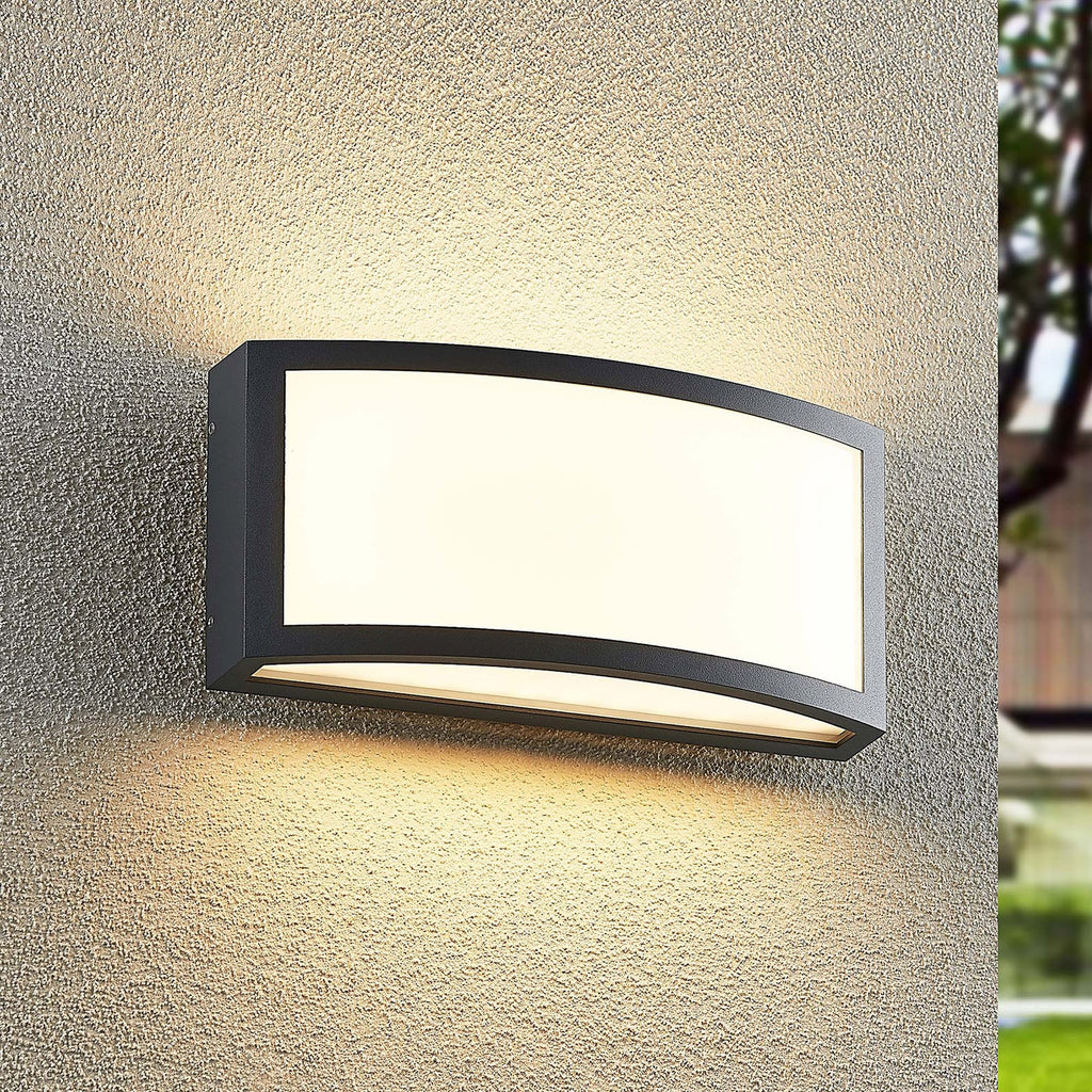 LED utevegglampe Jakari kantet mørkegrå forfra