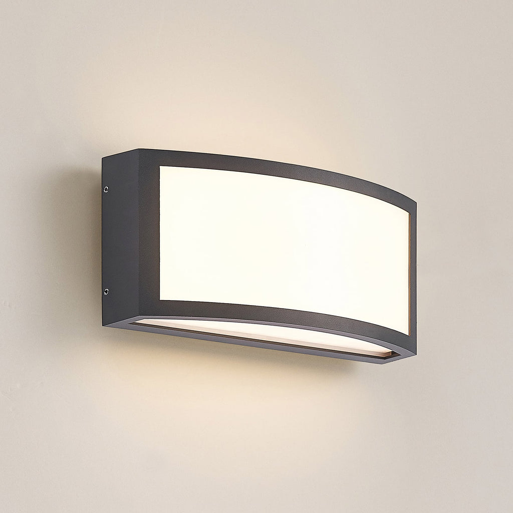 Nærbilde av LED utevegglampe Jakari kantet mørkegrå