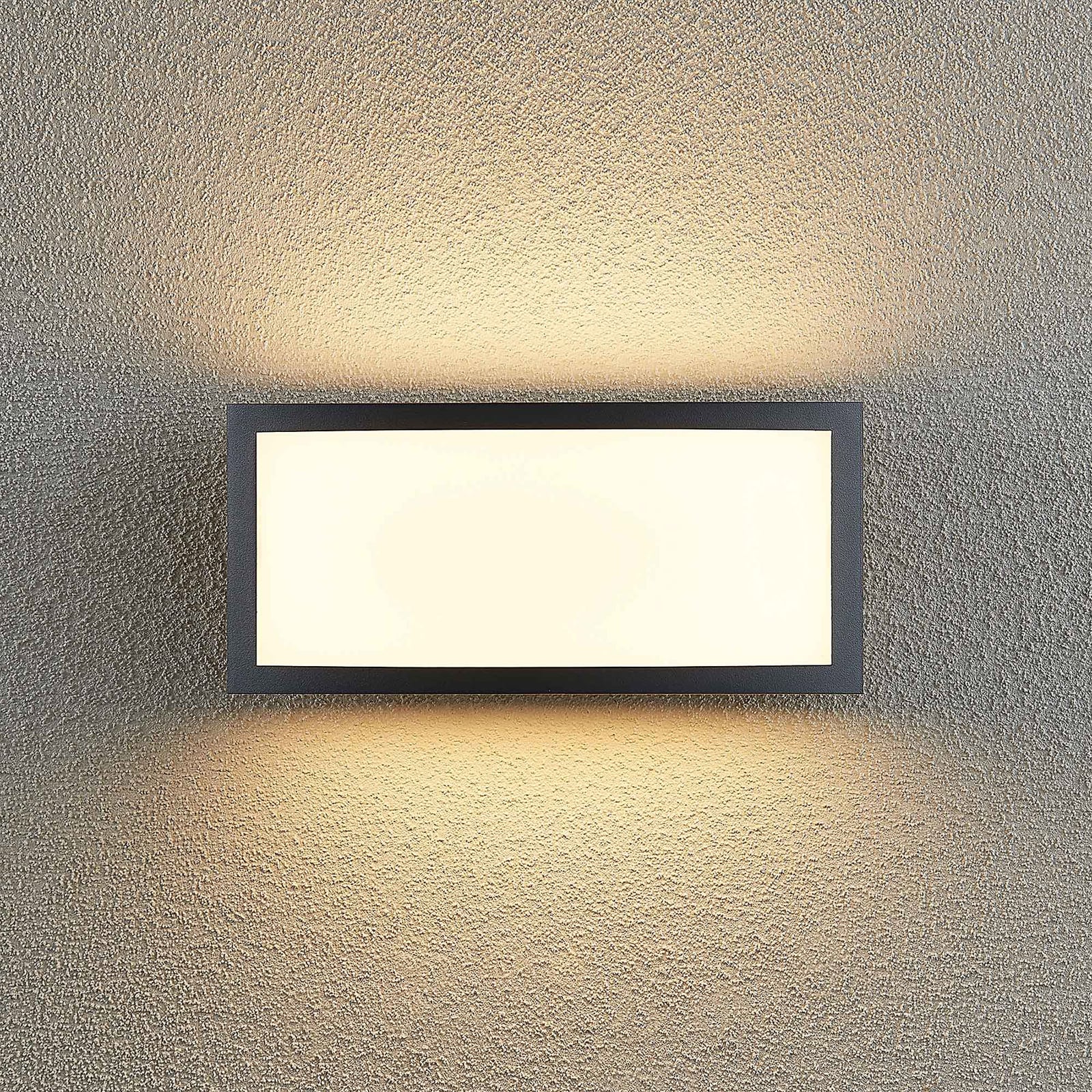 LED utevegglampe Jakari kantet mørkegrå 26 cm IP54 - Lindby