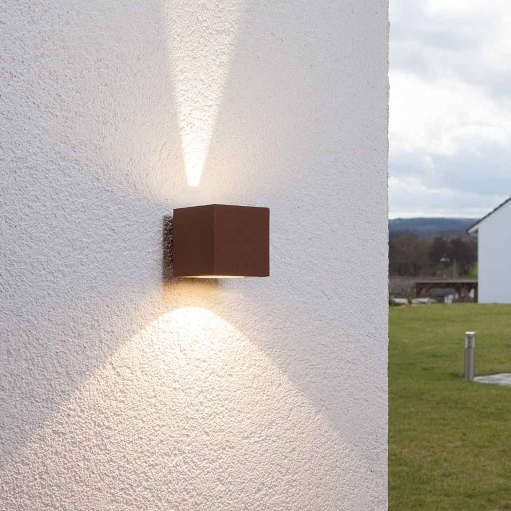LED utevegglampe Jarno rustfarget metall bakside