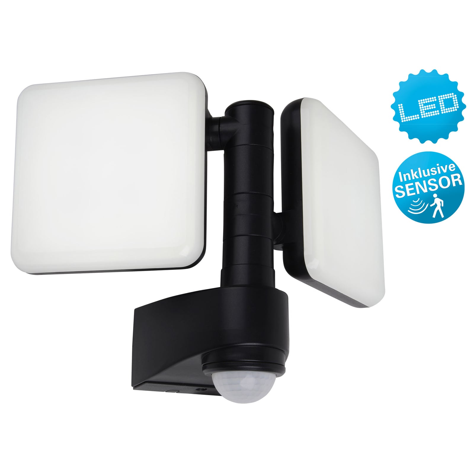 LED utevegglampe Jaro 2-lys med bevegelsessensor IP54 sideprofil