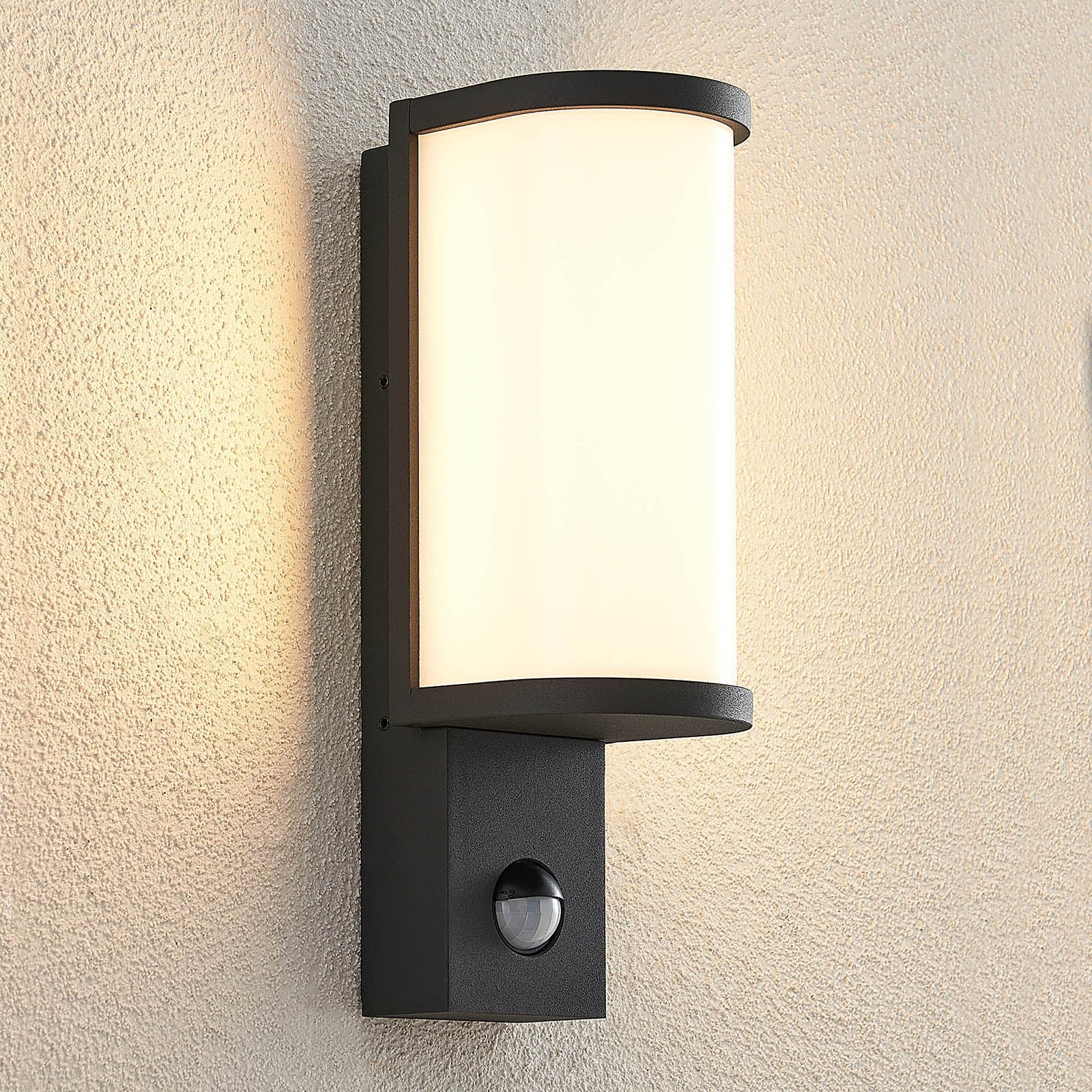 LED utevegglampe Jokum med bevegelsessensor grafitt bakside