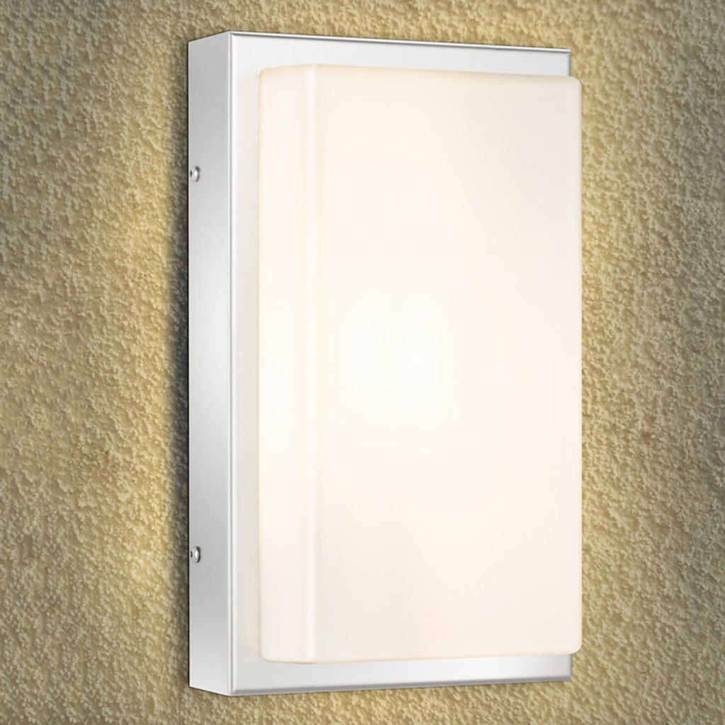 LED utevegglampe Julea rustfritt stål opalglass IP44 forside